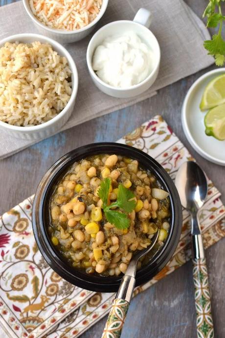 Vegetarian White Chili with Roasted Poblano Peppers