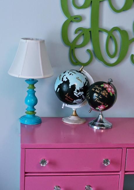 House Updates and Projects I Love (Colorful Painted Globes, Framed Fabric Art)