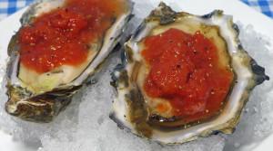 Oysters with bloody mary granita