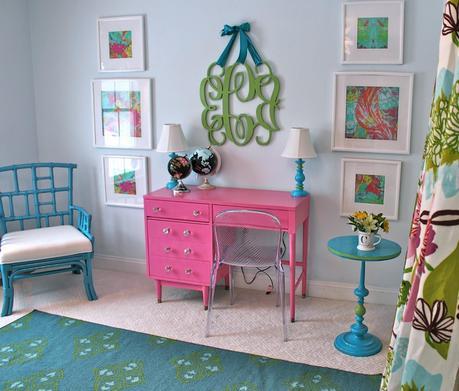 Tween Girls' Bedroom Reveal in Pink, Blue, and Floral With Built in Bed and Painted Desk (And Source List)