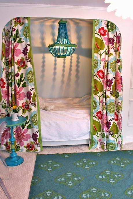 Tween Girls' Bedroom Reveal in Pink, Blue, and Floral With Built in Bed and Painted Desk (And Source List)