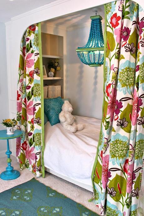 Tween Girls' Bedroom Reveal in Pink, Blue, and Floral With Built in Bed and Painted Desk (And Source List)