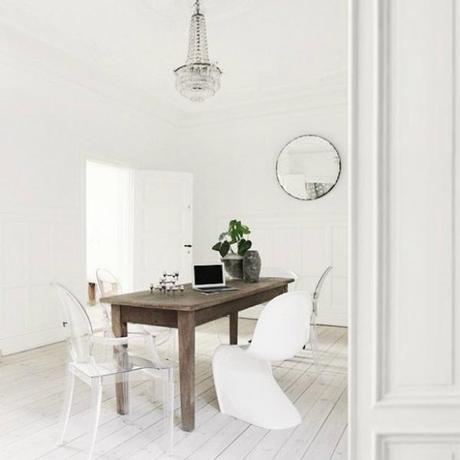 White apartment dining room