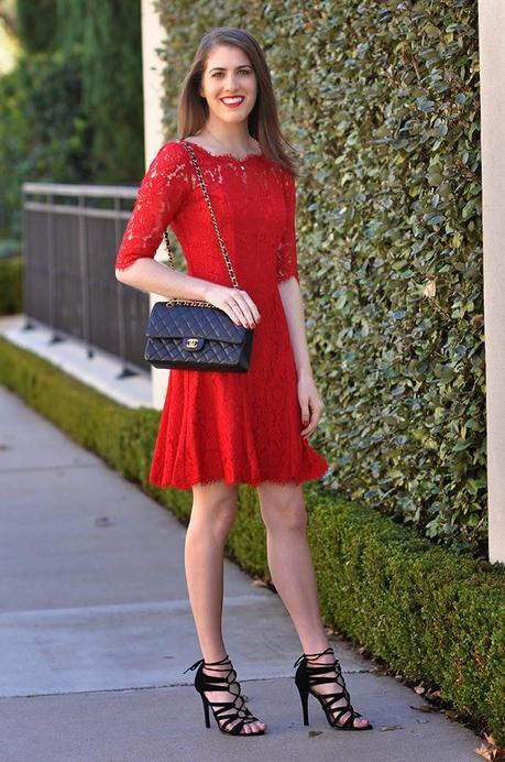 Eliza J lace tulip dress red