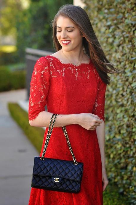 Eliza J lace tulip dress red