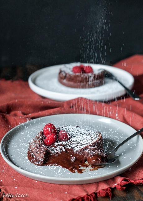 This recipe for Easy Chocolate Lava Cakes for 2 comes together in just 25 minutes with only 6 ingredients! These decadent cakes have a luscious, molten chocolate center.