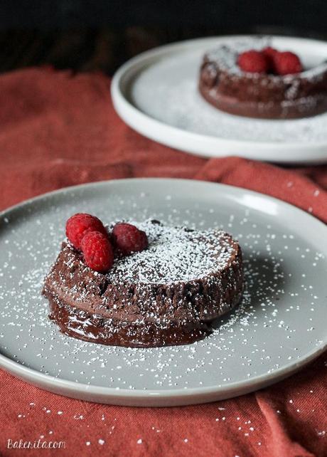 This recipe for Easy Chocolate Lava Cakes for 2 comes together in just 25 minutes with only 6 ingredients! These decadent cakes have a luscious, molten chocolate center.