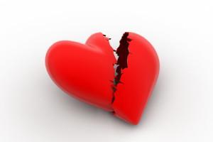 Broken heart sign loss of love concept