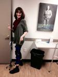 blue brace, cane...but harder to stand than it looks!