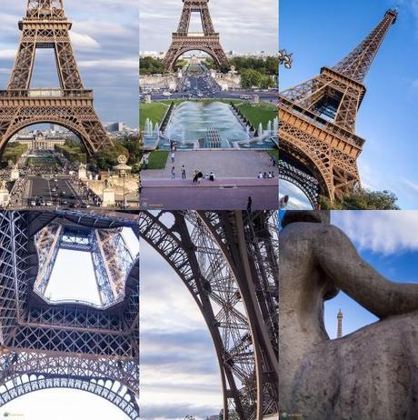 A collage of 6 great travel photos taken of the Eiffel Tower in Paris