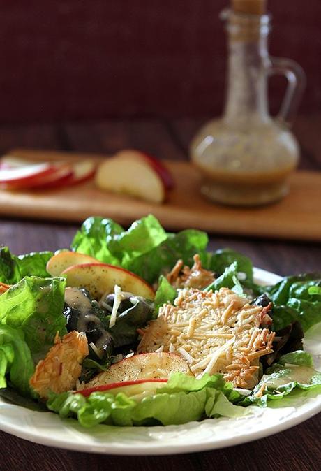 Red Leaf Lettuce with Apple and Parmesan Crisps