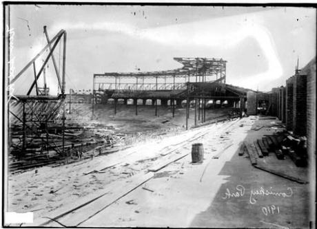 Comiskey Park under construction in 1910 (Chicago Daily News negatives collection, Chicago History Museum)