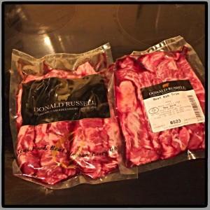 Donald Russell butcher beef rib trim