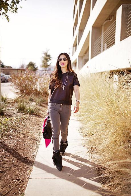 style of sam, how to wear a leather top, frame denim thacher skinny jeans, hermes kelly bag modern outfit