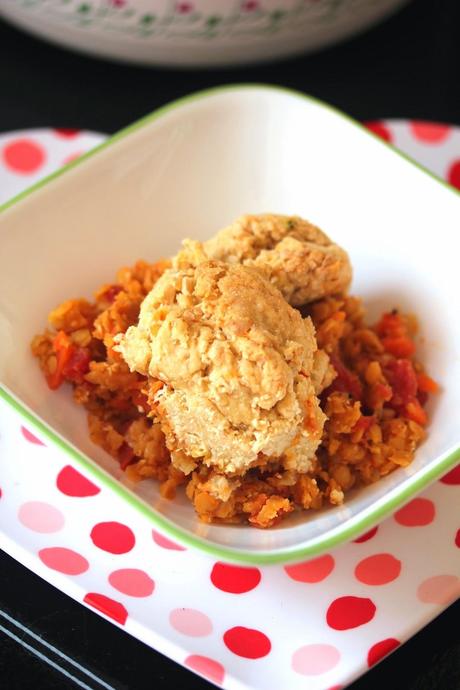 Lentil and Cheeze Biscuit Casserole