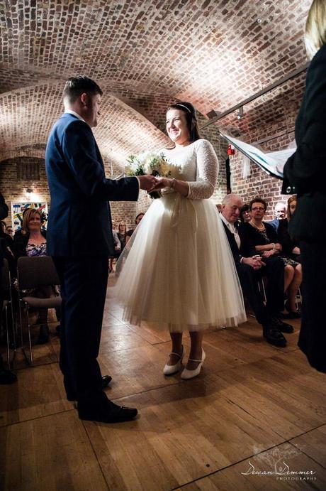 Bride and groom share vows