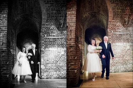 Bride walking with her father