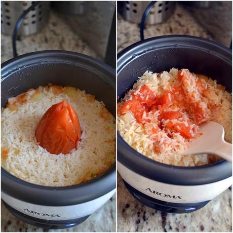 Whole Tomato Rice with Indian flavors (made in Rice Cooker) Whole Tomato Rice with Indian flavors (made in Rice Cooker)
