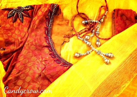 Kanchipuram silk saree blouse design, trisha wedding saree