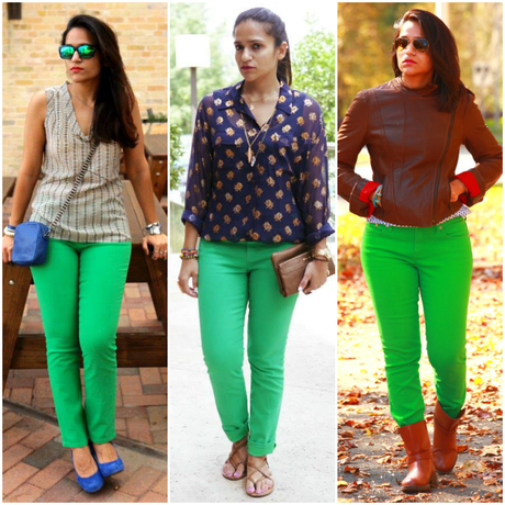 Three Ways To Style A Green Denims, Tanvii.com