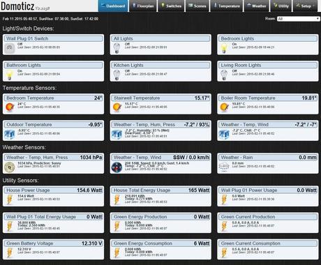 Domoticz dashboard view