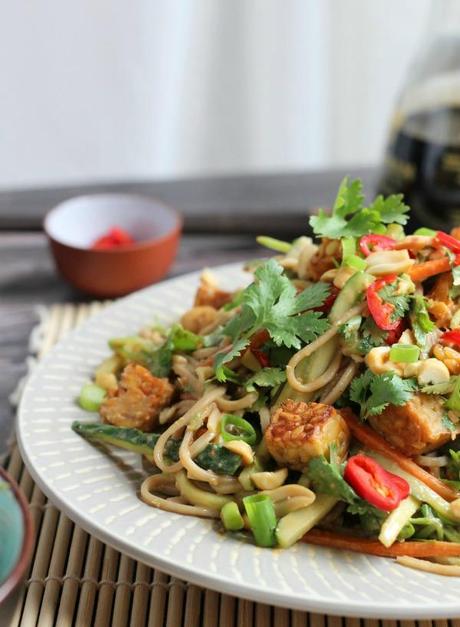 Peanut Soba Noodle Salad with Crispy Tempeh