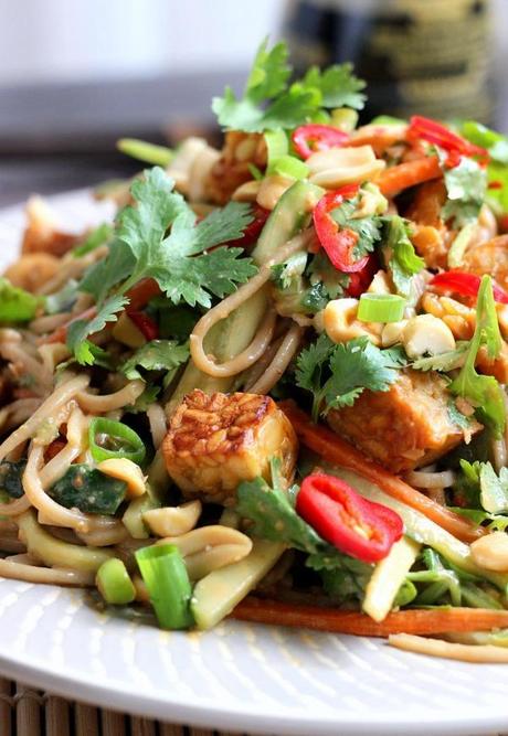 Peanut Soba Noodle Salad with Crispy Tempeh