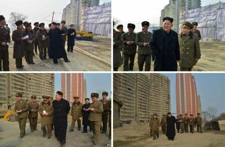Kim Jong Un tours the construction of Mirae Scientists Street in Pyongyang (Photo: Rodong Sinmun).