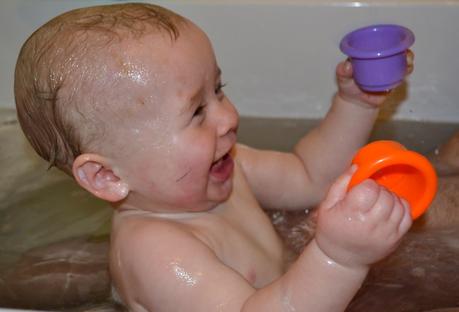 Dirty baby in the bath
