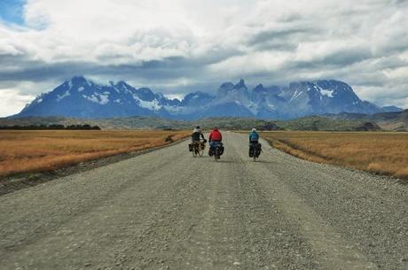 Cycling hard against some insane head/side winds which literally knocked us off our bikes constantly.