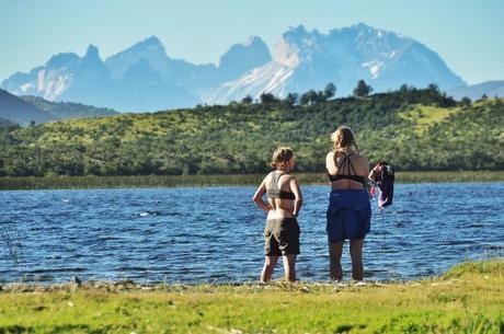 Emily and I doing laundry in the lake.