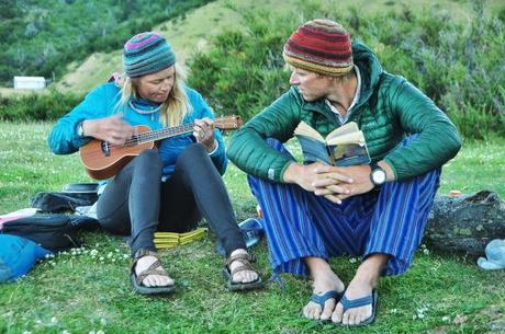 Camp time. Ukulele, singing, and books.