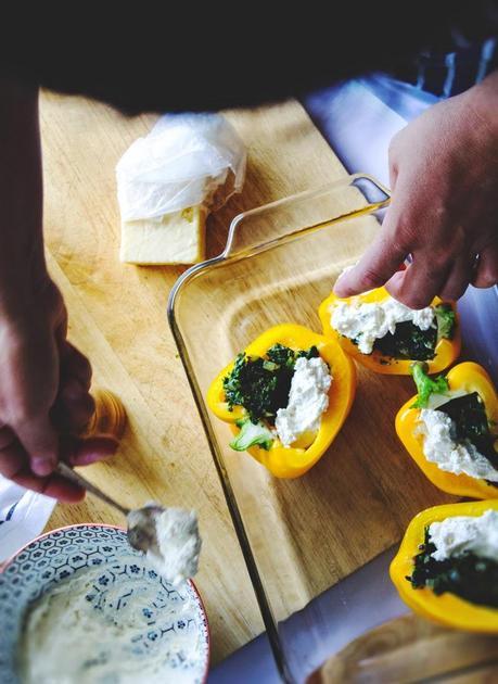 Roasted Spinach + Ricotta Stuffed Bell Peppers ///