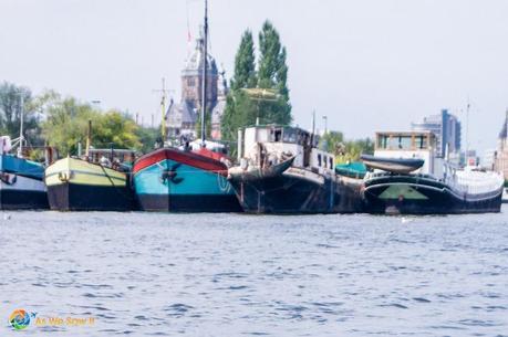 houseboats moored in Amsterdam