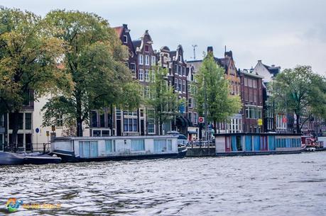 Uneven houses along a canal