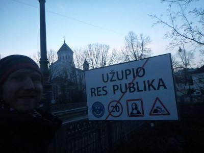 Backpacking in Uzupis: Top 12 Sights in The Republic Nobody Has Heard Of The exit sign for leaving Uzupis and back to the reality that is Lithuania