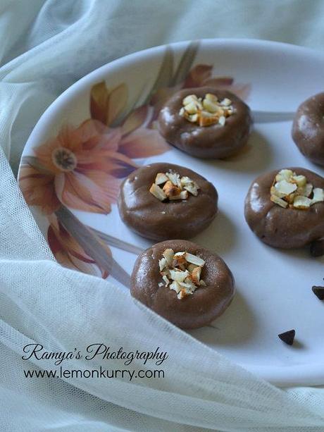 chocolate peda - instant chocolate peda recipe- using condensed milk