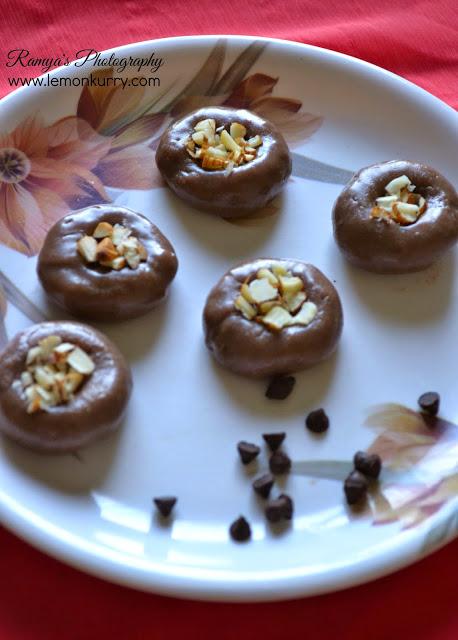 chocolate peda - instant chocolate peda recipe- using condensed milk