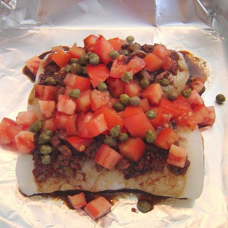 Tapenade Baked Cod Fish with topping