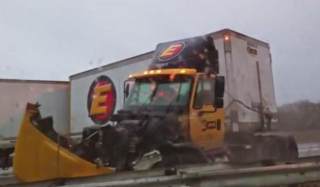 The trucker didn't get the news flash to slow the hell down, the roads are wet, and two semis are already wrecked on the New Jersey Turnpike... but, he did save lives by wrecking his truck instead of driving safe... so there is that happy ending