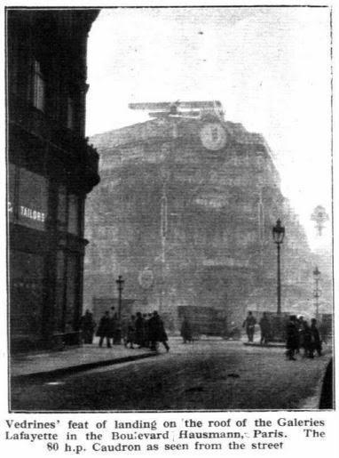 Jules Védrines, 1st pilot to fly at more than 100mph, winner of the 1912 Gordon Bennett race, once landed a plane on a dept store roof on a dare... and though the people loved it, the city was PISSED!