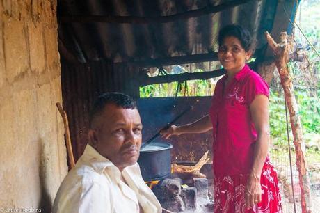 Visiting the home of a local family of Tsunami survivors in Sri Lanka who makes their living by selling buffalo curd.