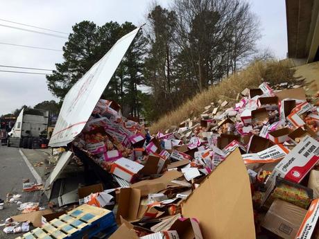 They closed the I 95 in North Carolina... because a rig driver fell asleep at the wheel, and spilled Ramen noodles everywhere