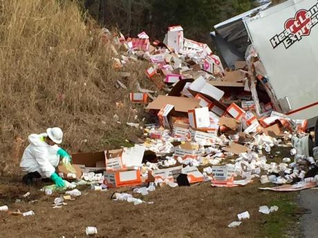 They closed the I 95 in North Carolina... because a rig driver fell asleep at the wheel, and spilled Ramen noodles everywhere