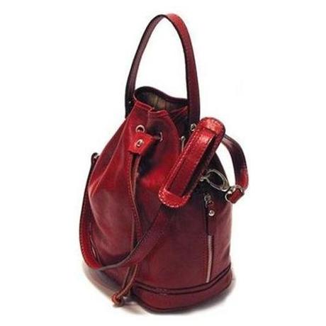 Floto - Ciabatta Bucket Bag, Tuscan Red, Shoulder Bag, Bucket, Leather, Detachable Shoulder Strap, B