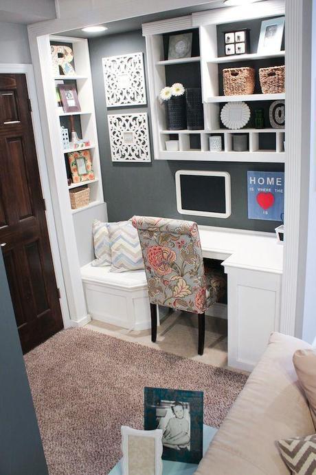 Built-In Office Nook {Basement Project} by @Mandy Bryant Bryant Bryant Bryant @ HouseofRoseBlog.com