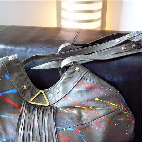 Abstract Expressionist upcycled hobo bag by Terina Nicole