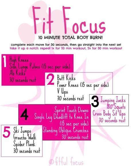 10 Minute Total Body Burn Workout via Fitful Focus