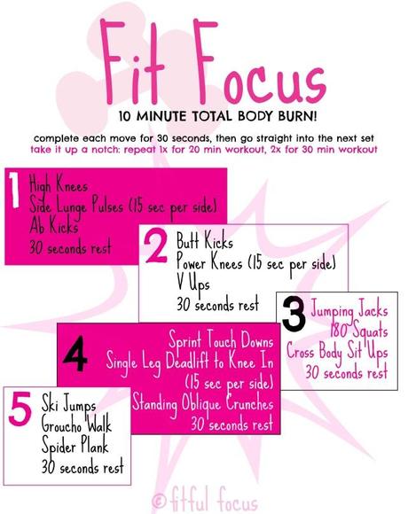 10 Minute Total Body Burn Workout via Fitful Focus