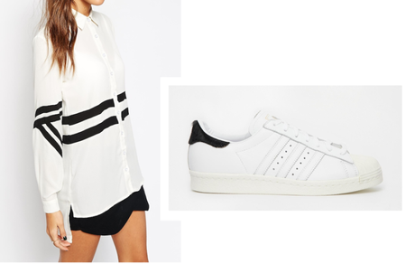 black white blouse adidas superstar pony